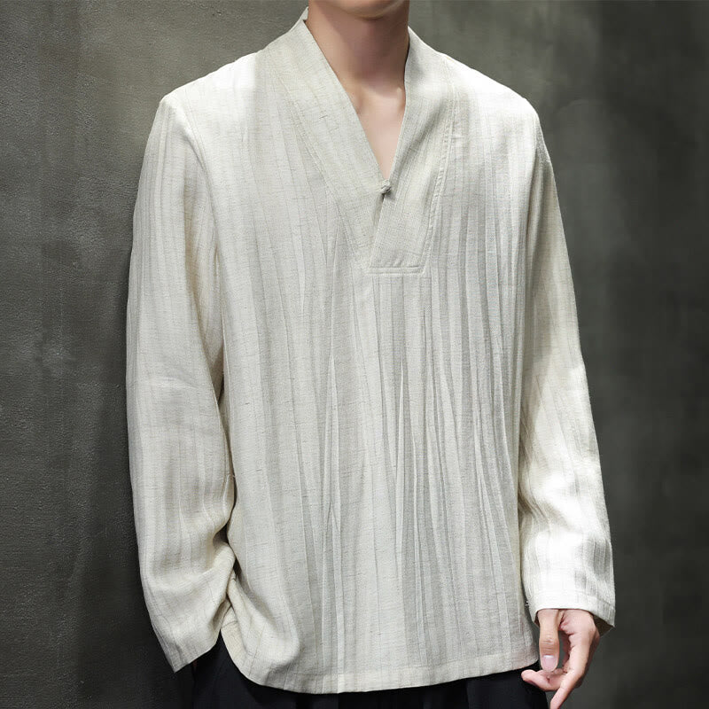 Tactile Linen V-Neck Mindful Movement Men's Shirt