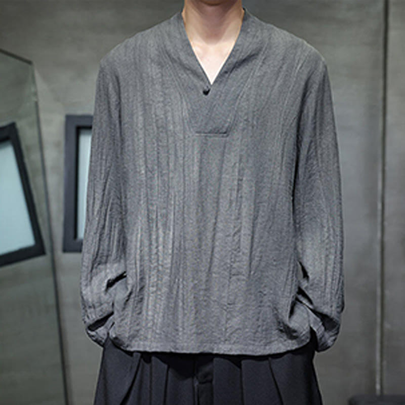Tactile Linen V-Neck Mindful Movement Men's Shirt