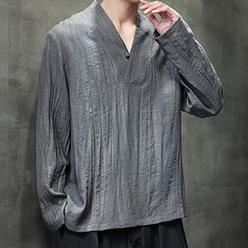 Tactile Linen V-Neck Mindful Movement Men's Shirt