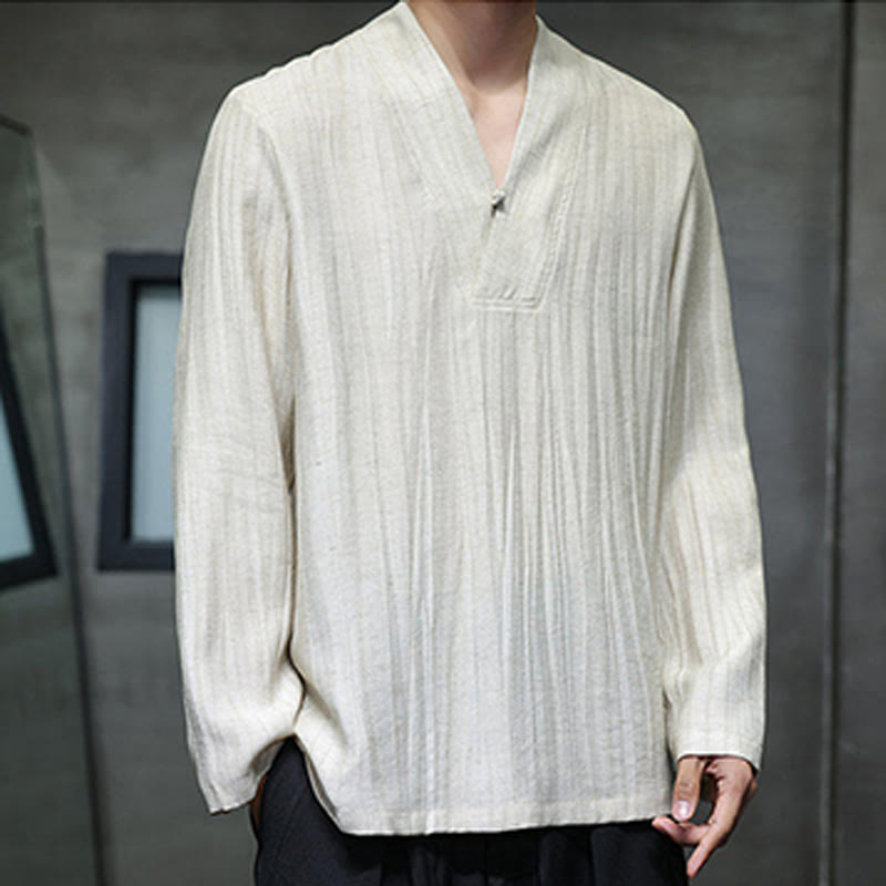 Tactile Linen V-Neck Mindful Movement Men's Shirt