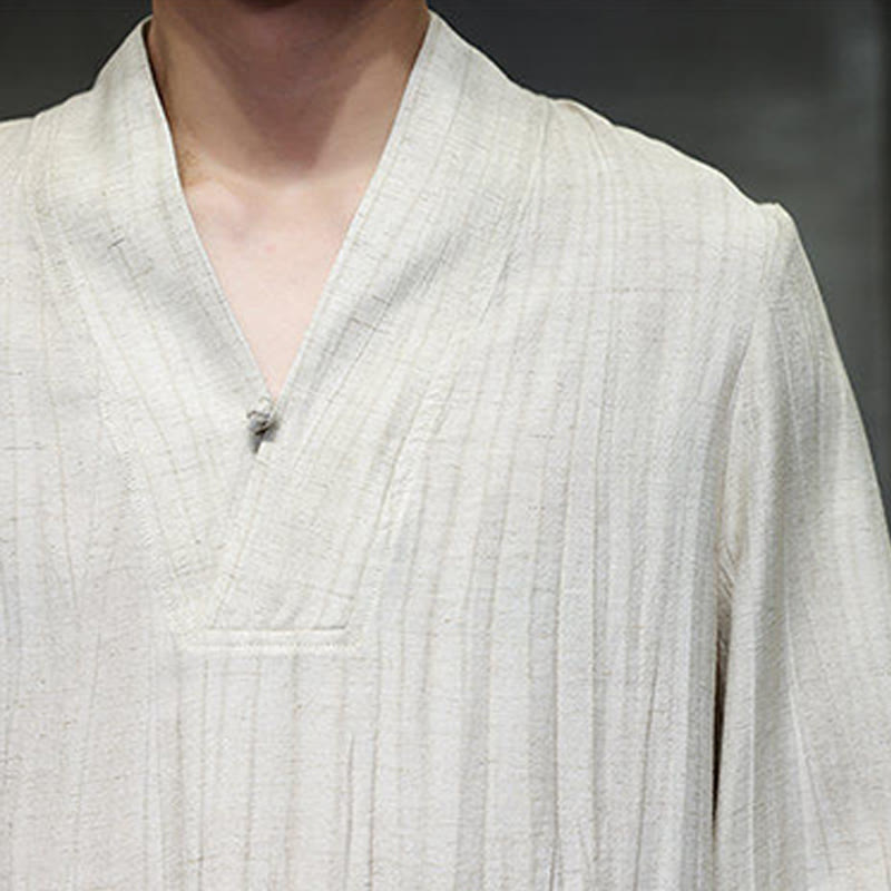 Tactile Linen V-Neck Mindful Movement Men's Shirt