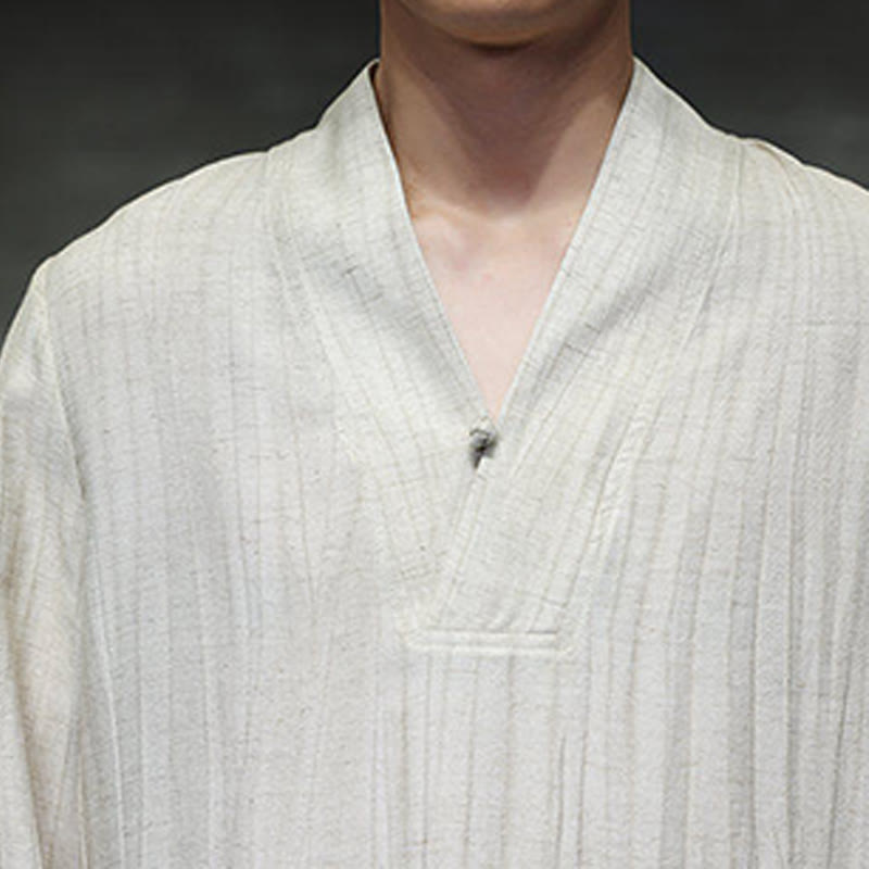 Tactile Linen V-Neck Mindful Movement Men's Shirt