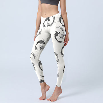 YinYang Koi Fish Pattern Print Gym Leggings Women's Yoga Pants