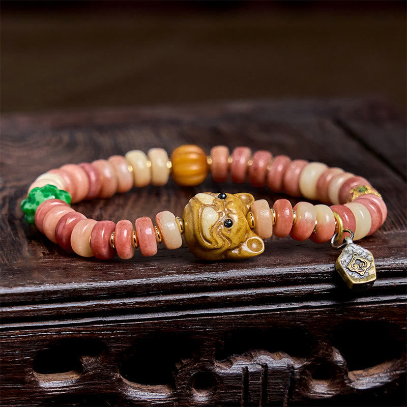Handcrafted Tibetan Camel Bone and Copper Purple Blood Bead Bracelet
