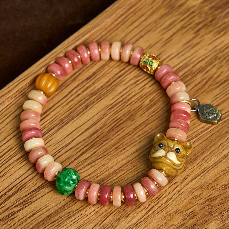 Handcrafted Tibetan Camel Bone and Copper Purple Blood Bead Bracelet