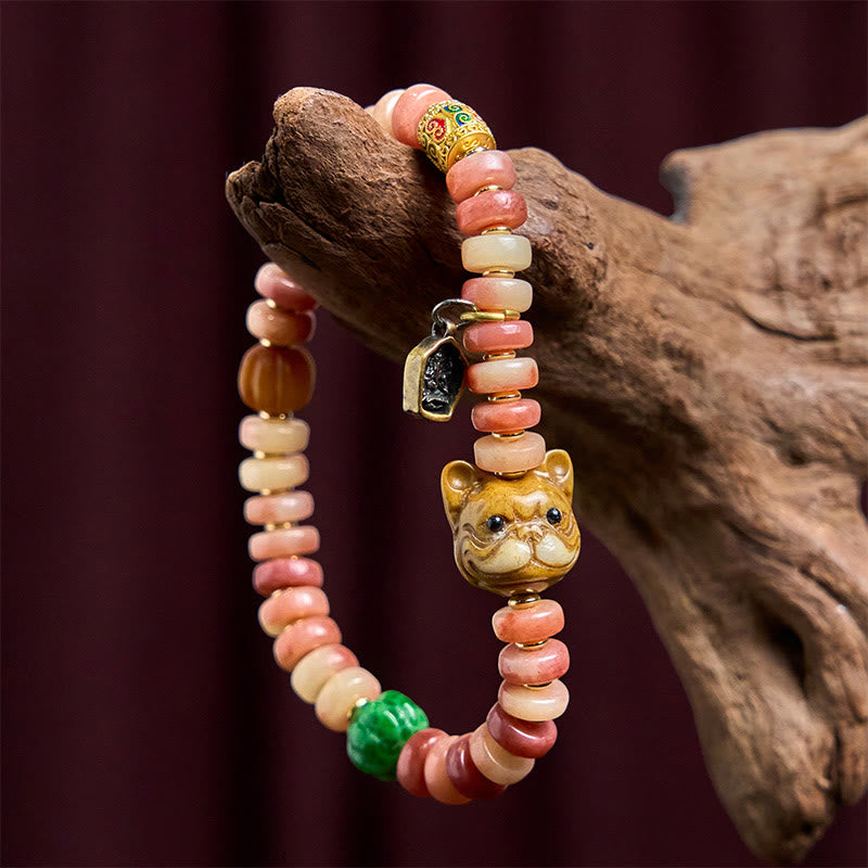 Handcrafted Tibetan Camel Bone and Copper Purple Blood Bead Bracelet