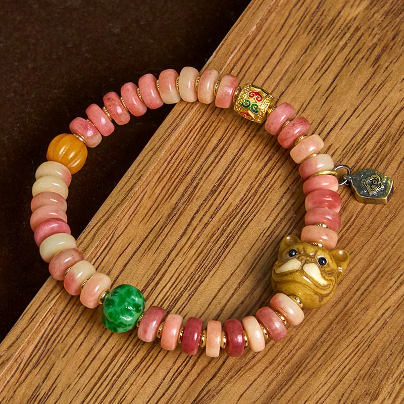 Handcrafted Tibetan Camel Bone and Copper Purple Blood Bead Bracelet
