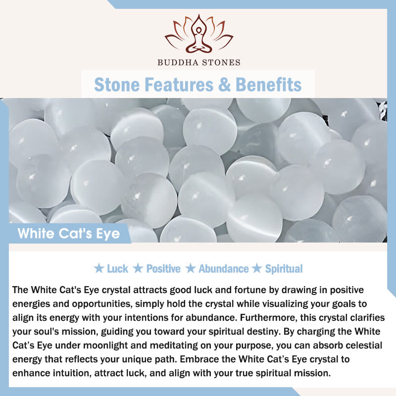 Natural White Cat's Eye & 925 Sterling Silver Peach Blossom Bracelet