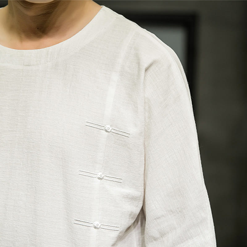 Cotton Linen Three-Quarter Sleeve Mindful Meditation T-Shirt