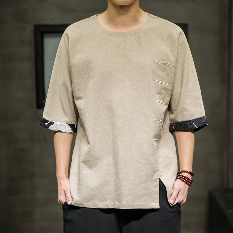 Cotton Linen Three-Quarter Sleeve Mindful Meditation T-Shirt