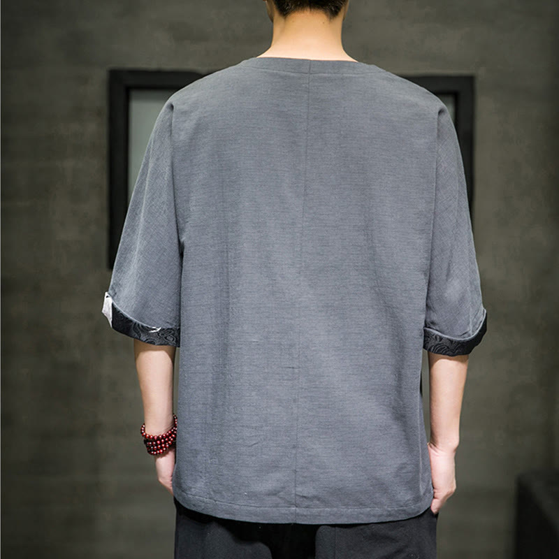 Cotton Linen Three-Quarter Sleeve Mindful Meditation T-Shirt