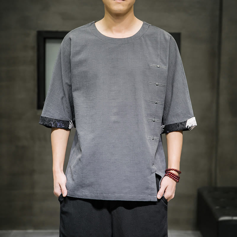Cotton Linen Three-Quarter Sleeve Mindful Meditation T-Shirt