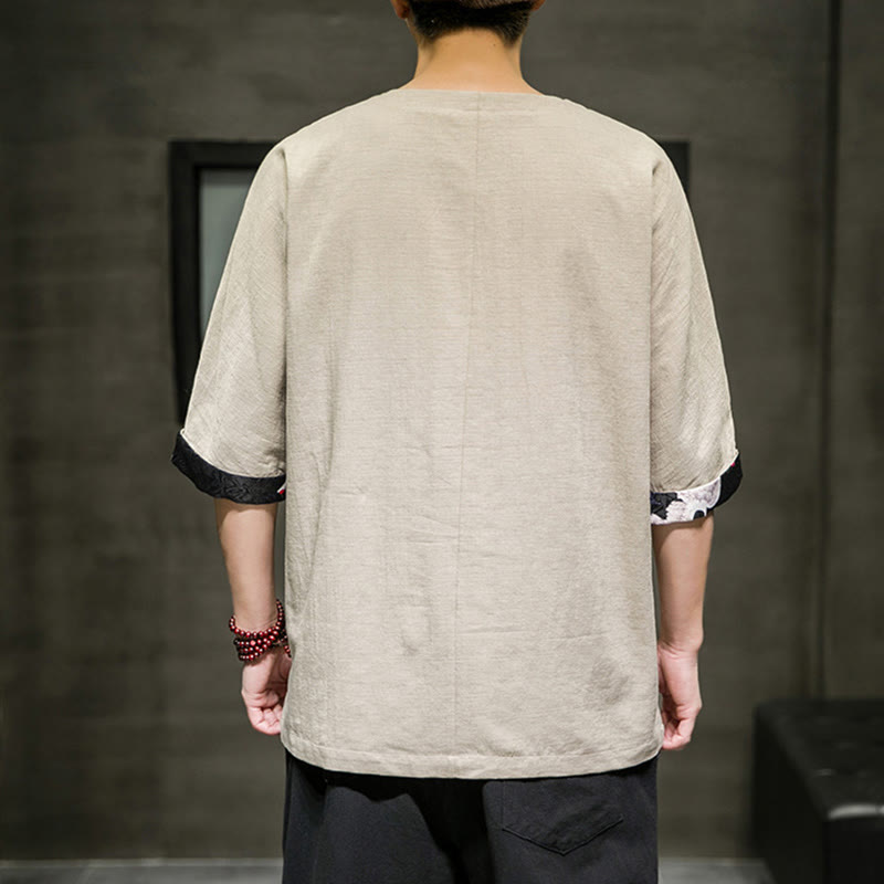 Cotton Linen Three-Quarter Sleeve Mindful Meditation T-Shirt