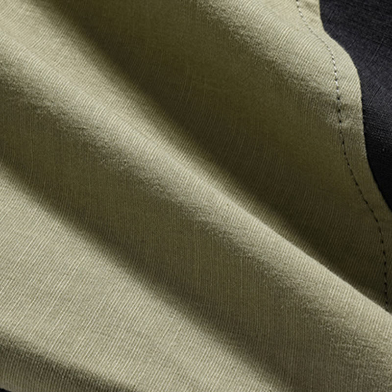 Cotton Linen Half-Sleeve Stand Collar Meditation Shirt