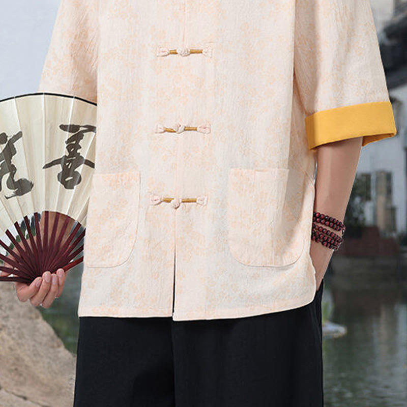 Breathable Cotton Frog-Button Stand Collar Mindful Meditation Shirt