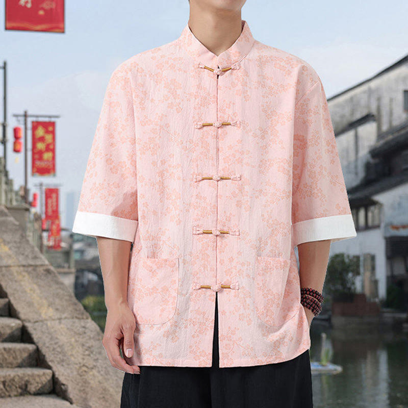 Breathable Cotton Frog-Button Stand Collar Mindful Meditation Shirt