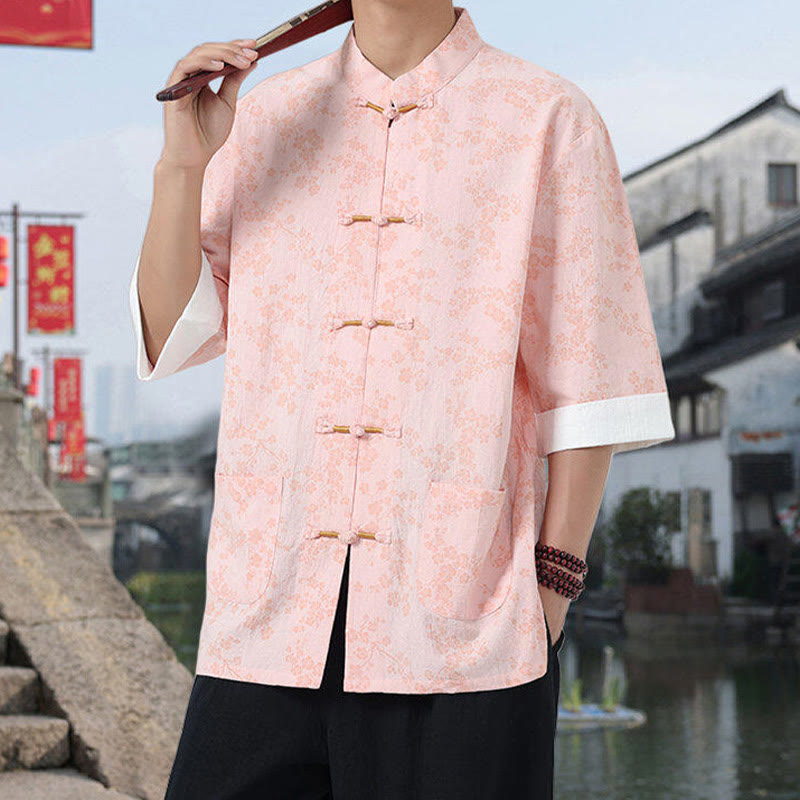 Breathable Cotton Frog-Button Stand Collar Mindful Meditation Shirt