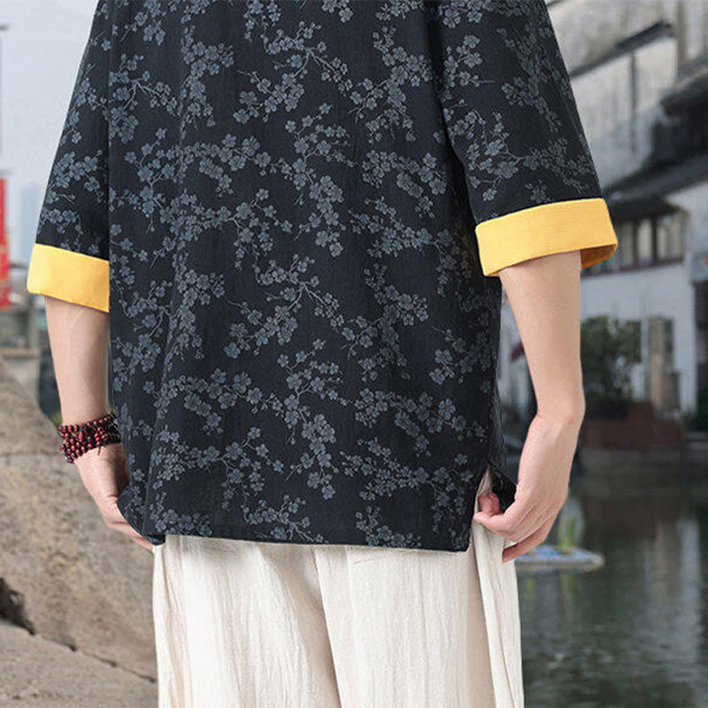 Breathable Cotton Frog-Button Stand Collar Mindful Meditation Shirt