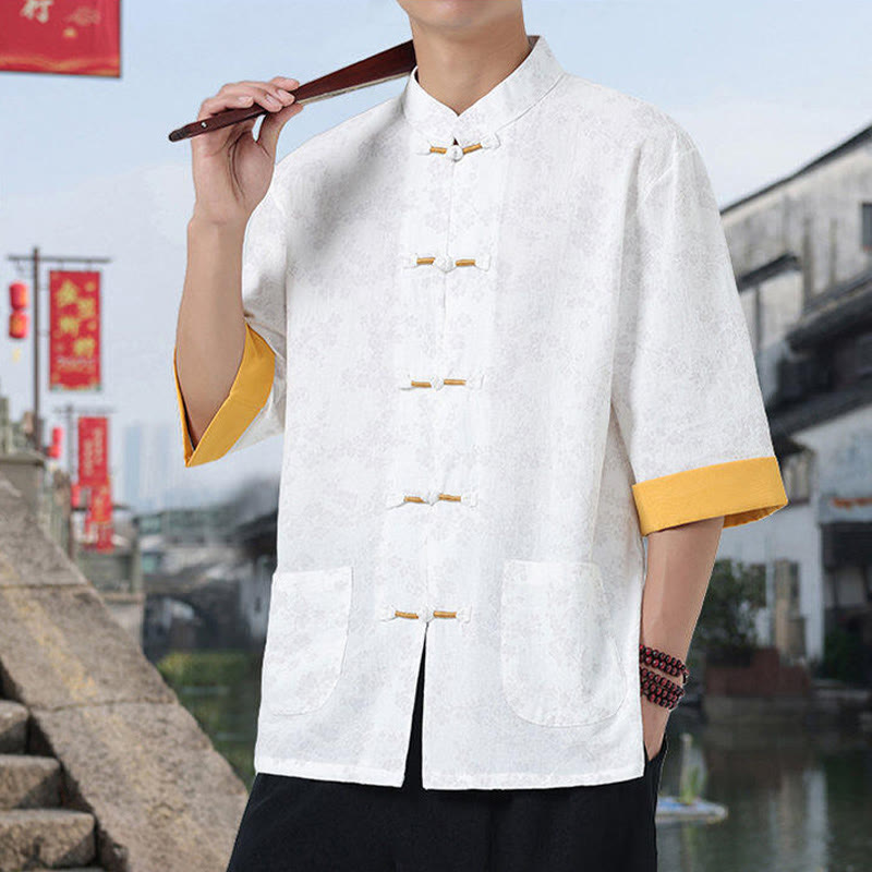 Breathable Cotton Frog-Button Stand Collar Mindful Meditation Shirt