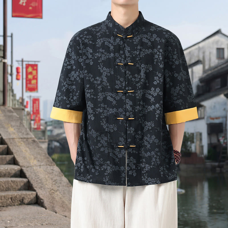 Breathable Cotton Frog-Button Stand Collar Mindful Meditation Shirt