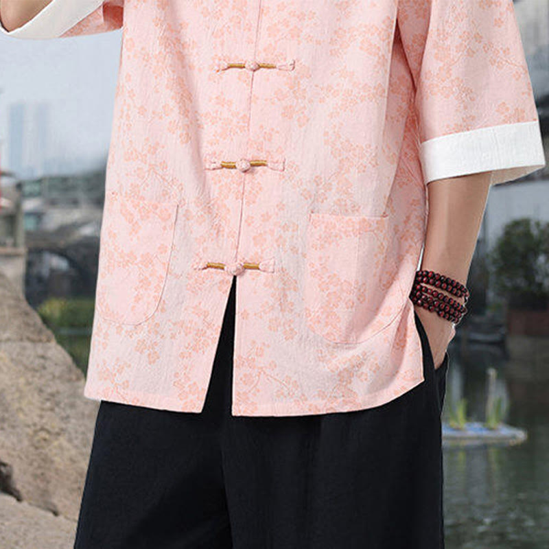 Breathable Cotton Frog-Button Stand Collar Mindful Meditation Shirt