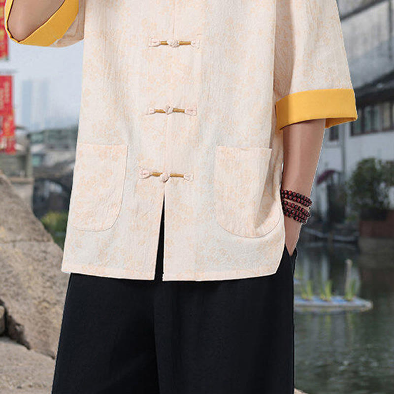 Breathable Cotton Frog-Button Stand Collar Mindful Meditation Shirt