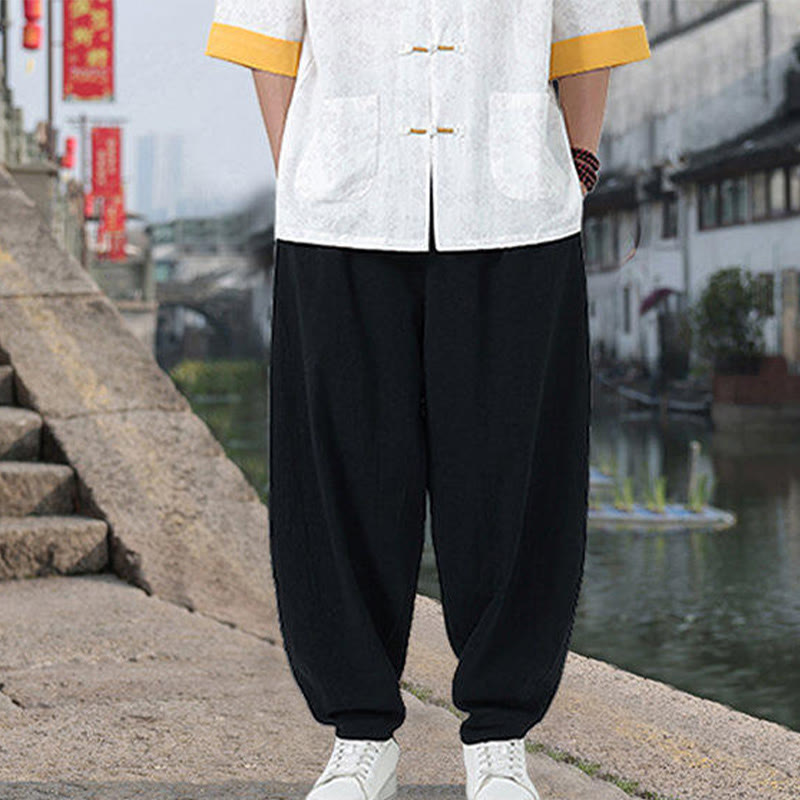 Breathable Cotton Frog-Button Stand Collar Mindful Meditation Shirt