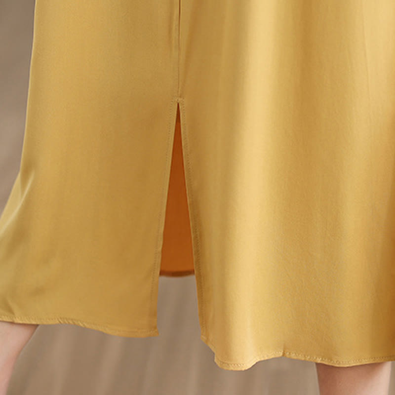Minimalist Cotton Sleeveless Slit Meditation Midi Dress