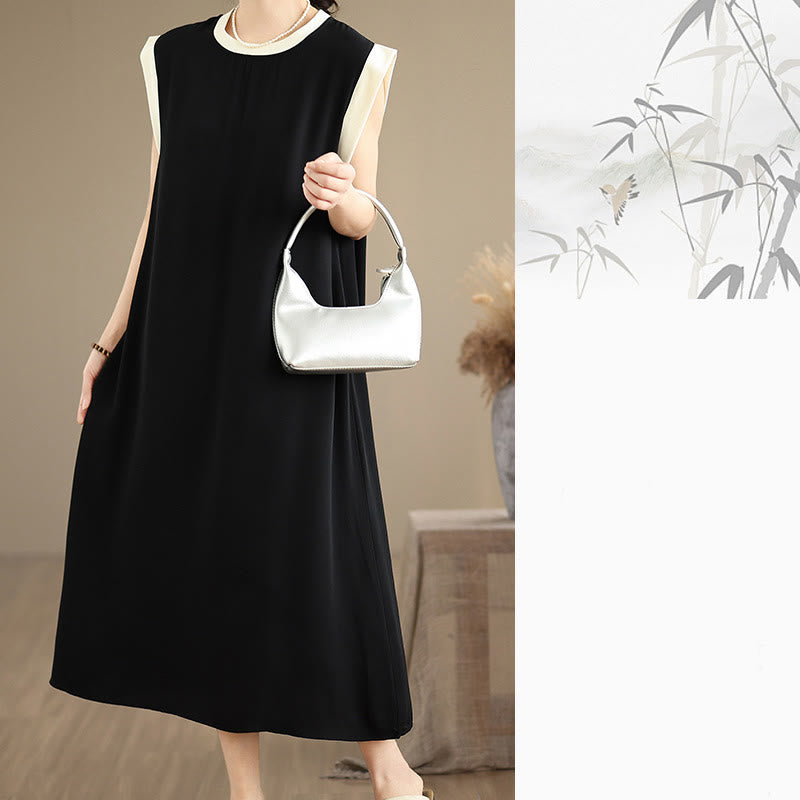 Minimalist Cotton Sleeveless Slit Meditation Midi Dress