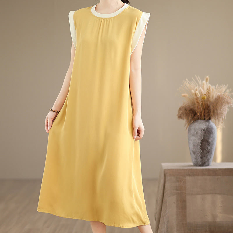 Minimalist Cotton Sleeveless Slit Meditation Midi Dress