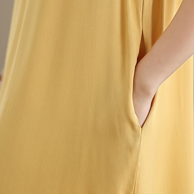 Minimalist Cotton Sleeveless Slit Meditation Midi Dress