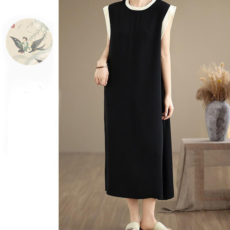 Minimalist Cotton Sleeveless Slit Meditation Midi Dress