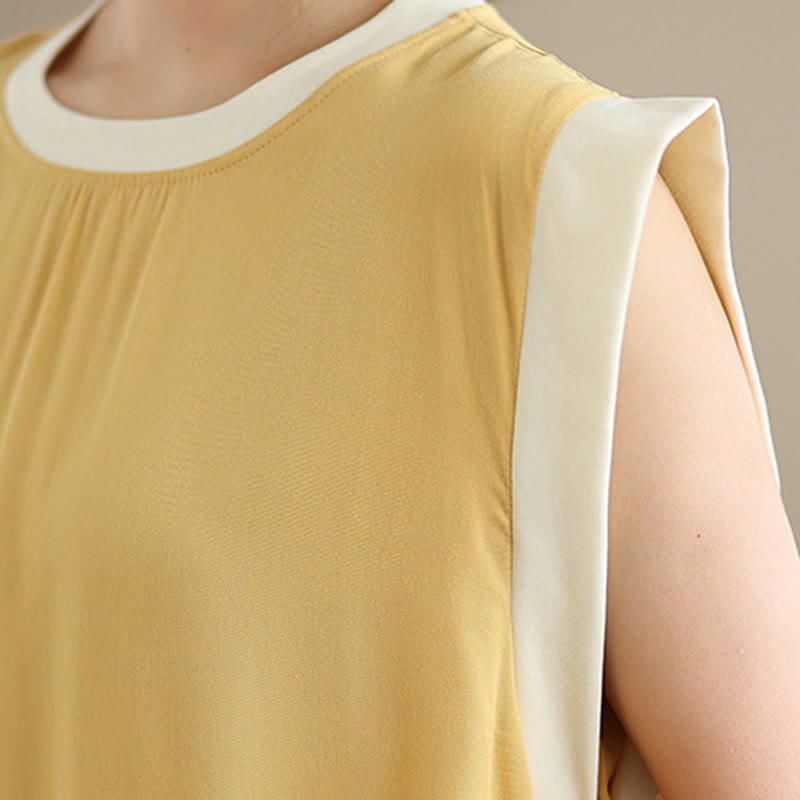Minimalist Cotton Sleeveless Slit Meditation Midi Dress