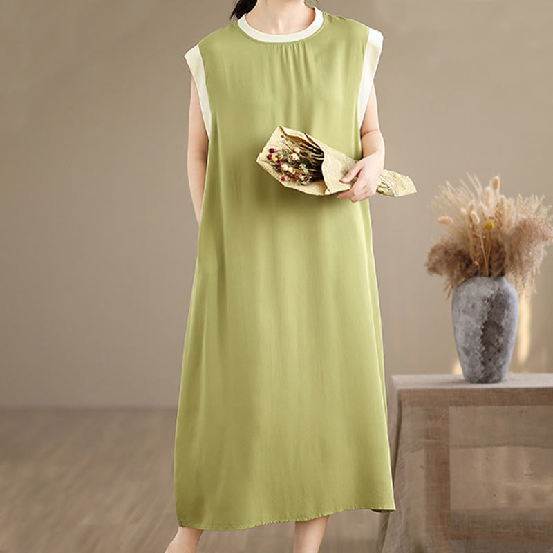 Minimalist Cotton Sleeveless Slit Meditation Midi Dress