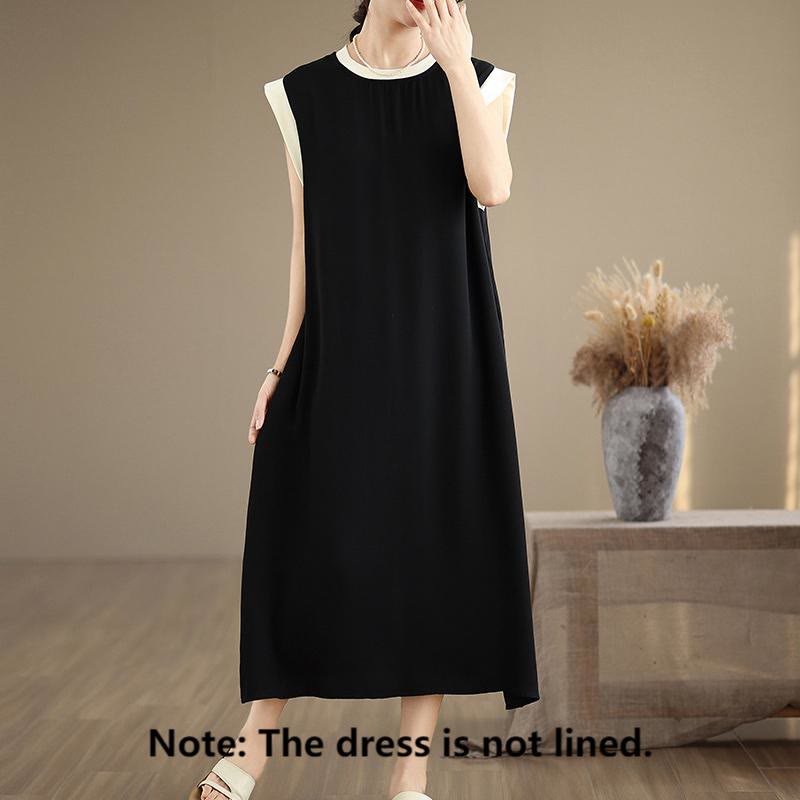 Minimalist Cotton Sleeveless Slit Meditation Midi Dress