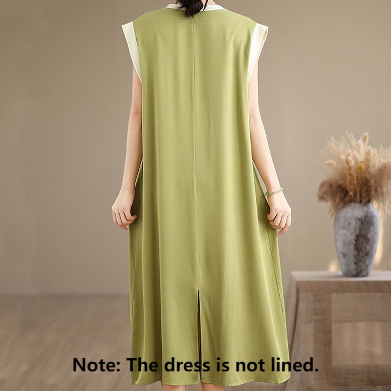 Minimalist Cotton Sleeveless Slit Meditation Midi Dress