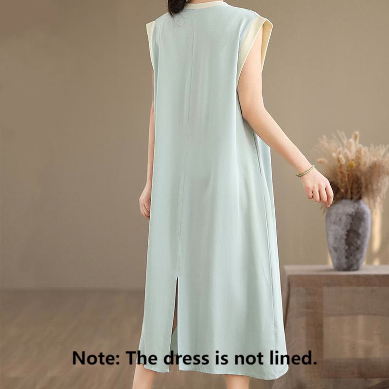 Minimalist Cotton Sleeveless Slit Meditation Midi Dress