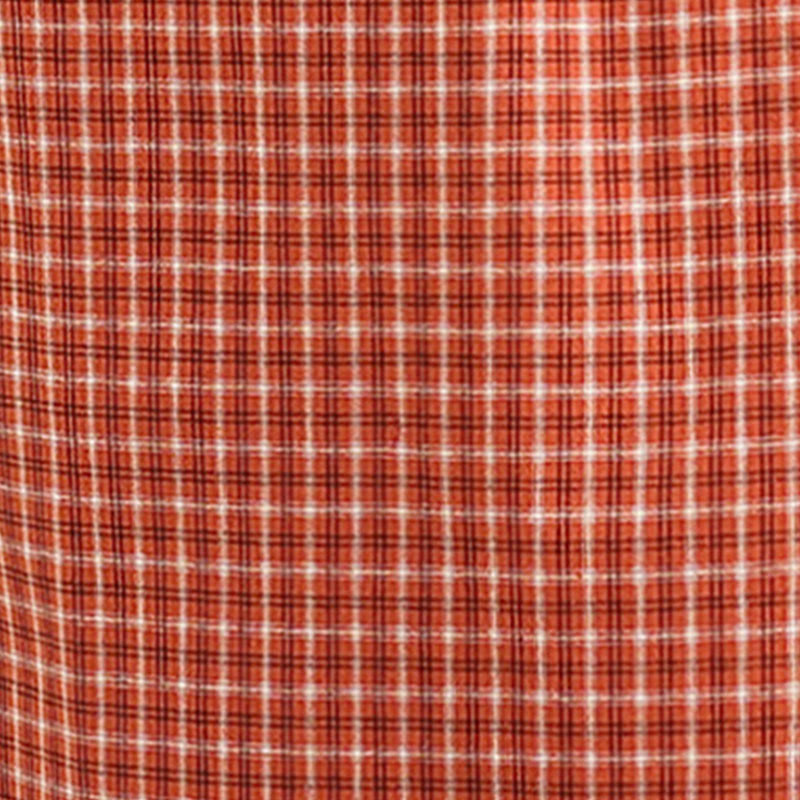 Commute Plaid Pattern Simple Design Cotton Linen Short Sleeve Midi Dress With Pockets