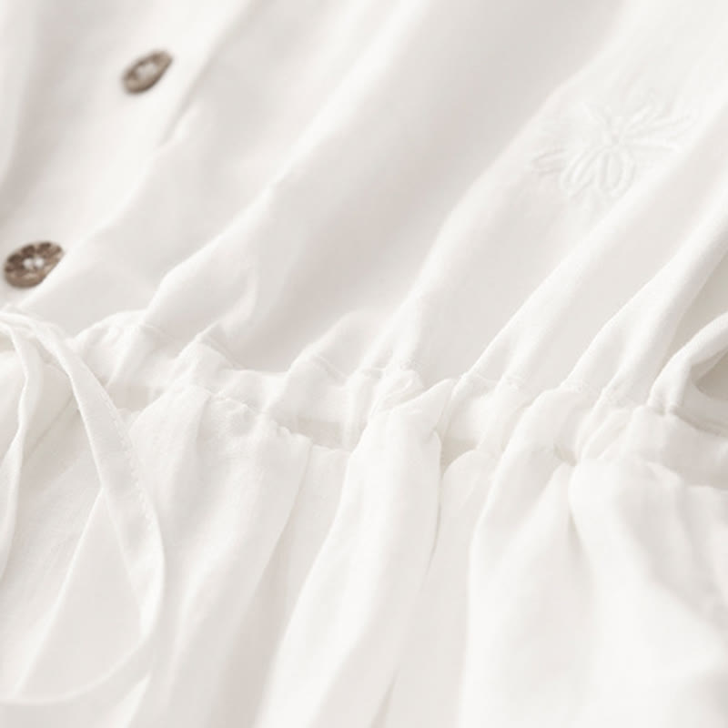 Breathable Cotton Linen Minimalist Daily Grounding Midi Dress