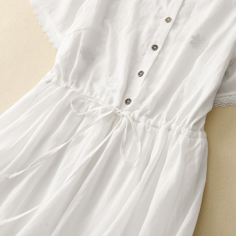 Breathable Cotton Linen Minimalist Daily Grounding Midi Dress