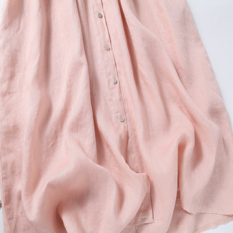 Tactile Cotton Linen Long-Sleeve Grounding Midi Dress