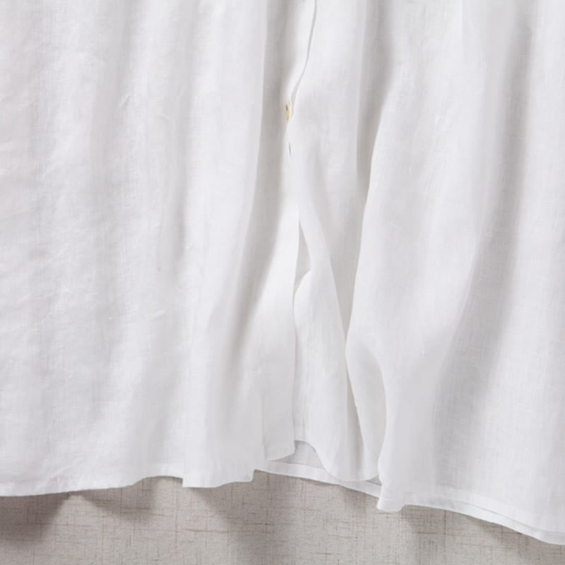 Tactile Cotton Linen Long-Sleeve Grounding Midi Dress
