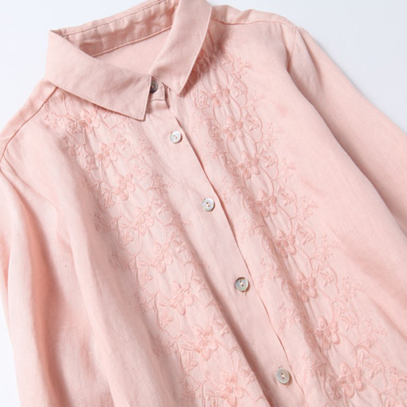 Tactile Cotton Linen Long-Sleeve Grounding Midi Dress