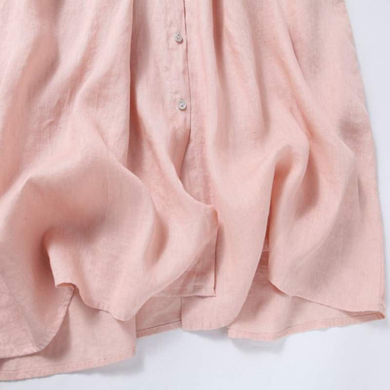 Tactile Cotton Linen Long-Sleeve Grounding Midi Dress