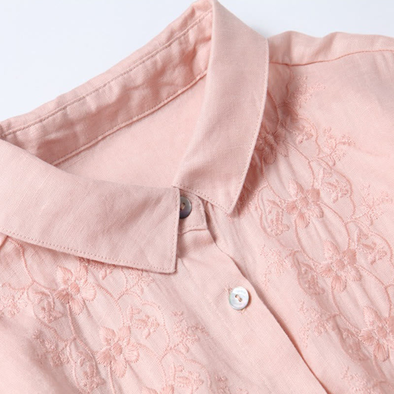 Tactile Cotton Linen Long-Sleeve Grounding Midi Dress