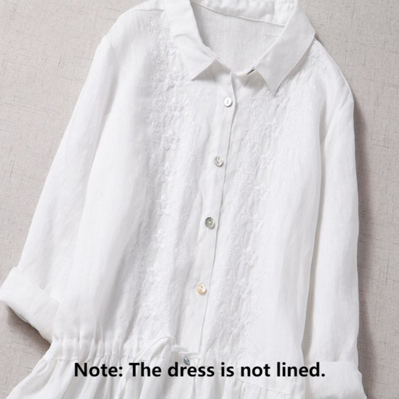 Tactile Cotton Linen Long-Sleeve Grounding Midi Dress