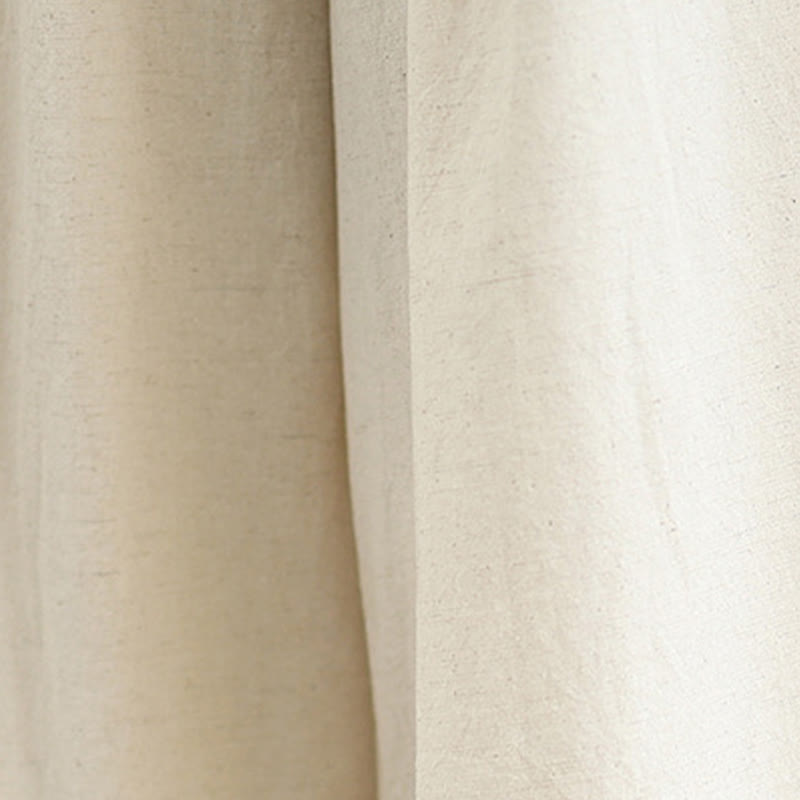 Commute Simple Lace Design 7-8 Length Women's Wide Leg Cotton Linen Pants With Pockets