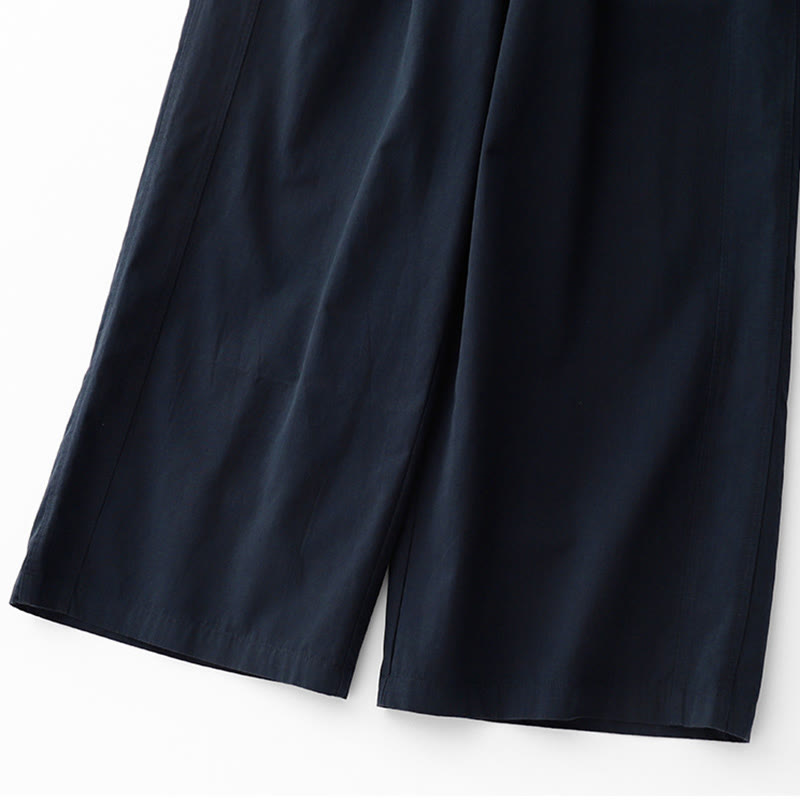 Spring Commute Solid Color High Waist Women's Wide Leg Cotton Linen Pants With Pockets