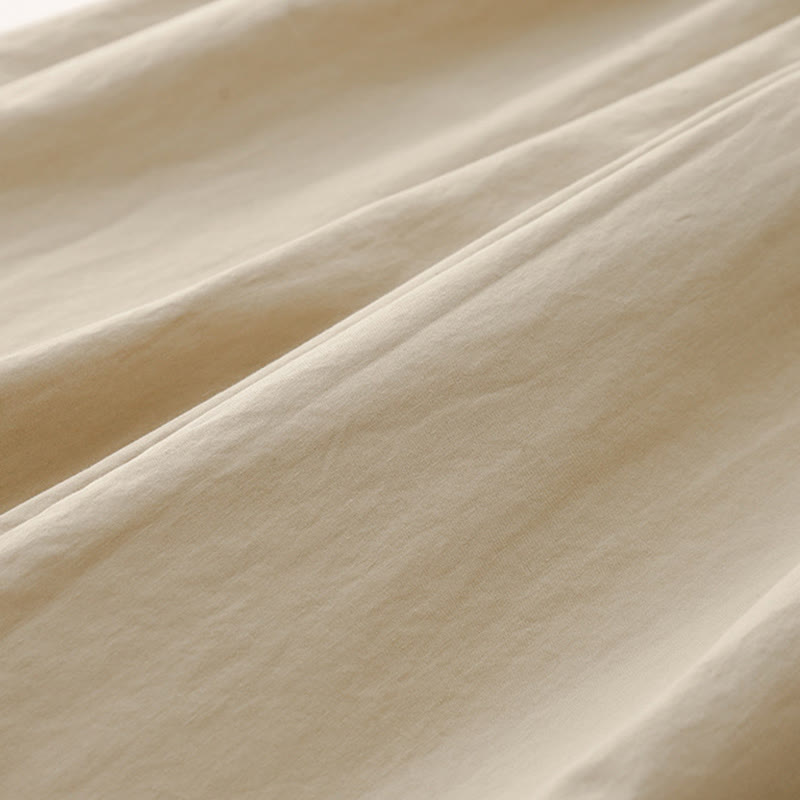 Spring Commute Solid Color High Waist Women's Wide Leg Cotton Linen Pants With Pockets