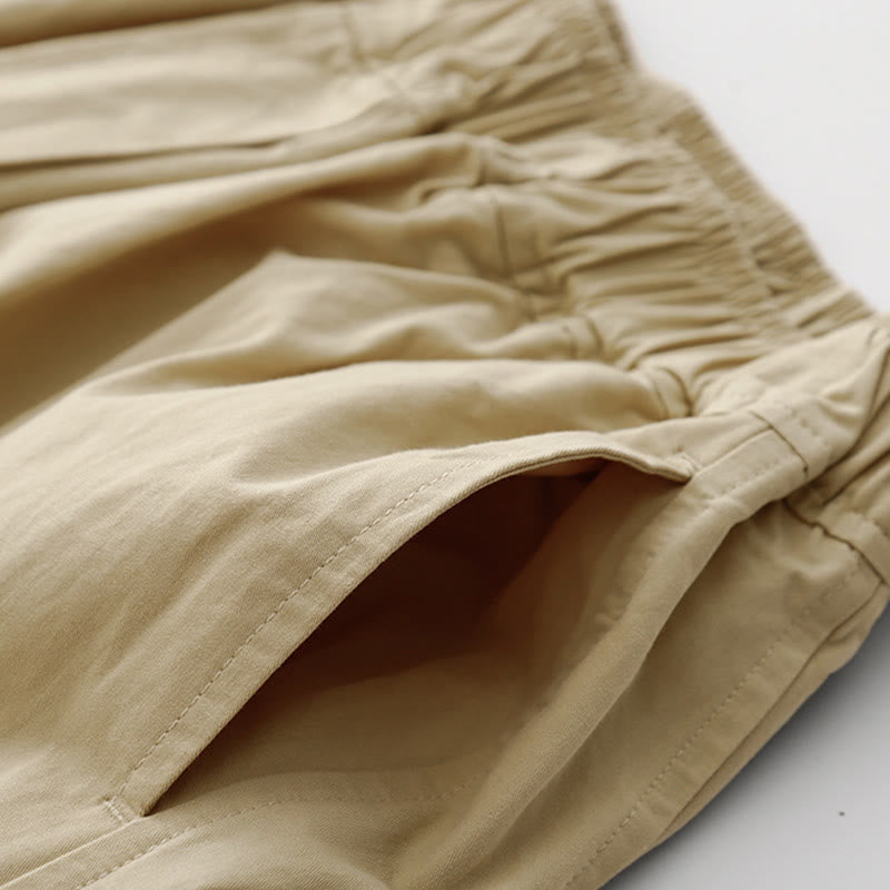 Spring Commute Solid Color High Waist Women's Wide Leg Cotton Linen Pants With Pockets